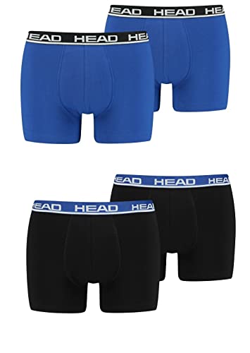 HEAD Herren Boxershorts Unterhosen 4P (Blue Black/Black Blue, XL)