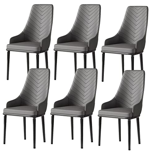 KEHTU Moderne Esszimmerstühle 6er-Set mit Weichem PU-Lederbezug, Kissensitz Und Metallbeinen Wohnzimmer-Beistellstühle (Color : Dark Grey)