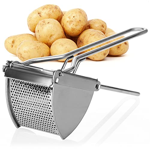 com-four® Kartoffelpresse aus rostfreiem Edelstahl, spülmaschinengeeignet - Spätzlepresse - Spaghettieispresse - Kartoffelstampfer