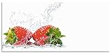 ARTland Spritzschutz Küche aus Alu für Herd Spüle 120x55 cm (BxH) Küchenrückwand mit Motiv Essen Obst Früchte Erdbeeren Wasser Modern Hell Rot T5SP