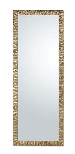 Spiegel Wandspiegel Modern mit Holzrahmen aus Deutschen Plantagen, Aussenmass cm. 55x145 Vertikal und Quer, Finitur Champagne. Hergestellt in der EU