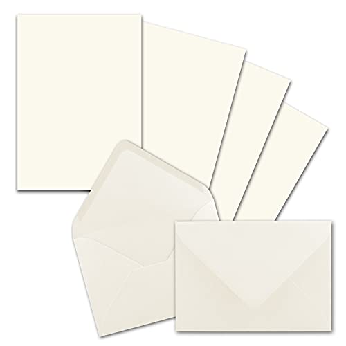 100x Briefpapier-Sets DIN A5 mit C6 Briefumschlägen - Naturweiß - Nassklebung (Weiß) - mattes Schreibpapier mit Kuverts - FarbenFroh by GUSTAV NEUSER