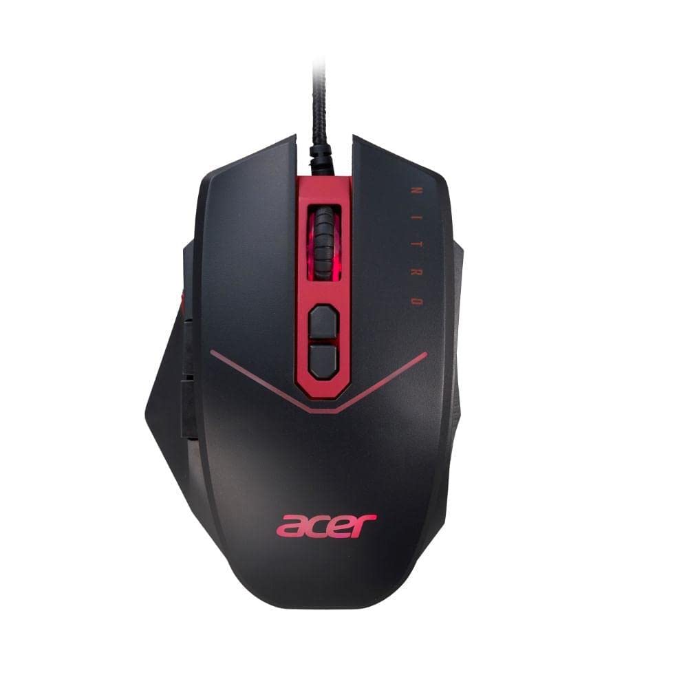 Acer Nitro Gaming Maus (4.200 DPI, anpassbar mit vier Stufen und acht Tasten inkl. Burst Fire, LED Beleuchtung, optionale Gewichte (4x 5g)) rot/schwarz