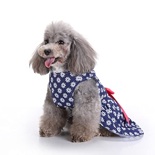 SUSOSU Haustier Kleidung Hunderock Wasserdruck Hundekleidung Rock Kleider für Kleine Mädchen Hunde Niedliche Haustierkleidung,Blue 2,S