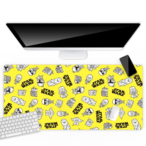Ert Group Offizielles Star Wars Schreibtischunterlage, Motiv: Star Wars 068 Yellow, rutschfest, 80 x 40 cm