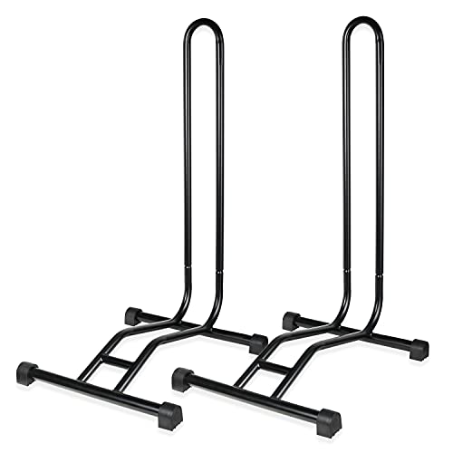 Schramm® 2 Stück Fahrradständer in schwarz oder Silber Bodenständer freistehend Radständer 38 x 42 x 75 cm, Farbe:schwarz