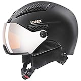 uvex hlmt 600 visor - robuster Skihelm für Damen und Herren - mit Visier - mit Komfortverschluss - wmn black matt - 55-57 cm