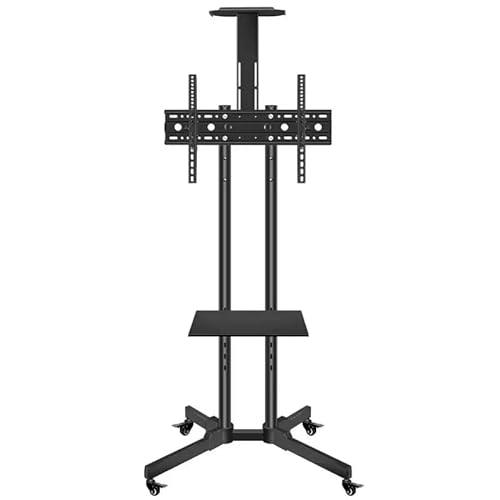 Fancial Universeller 32-75-Zoll-TV-Ständer, leicht zu bewegen und mit Vier Rädern abschließbarer vertikaler TV-Ständer – Schwarz