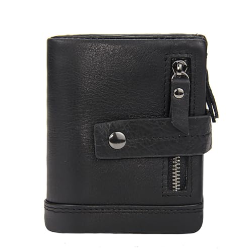 GHQYP Brieftasche mit vertikalem Reißverschluss und Hauptschicht aus Rindsleder, Kurze Herren-Geldbörse aus Leder mit Mehreren Karten, Erwachsene, Jugend, Familie, Clutch