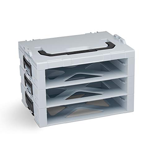 Bosch Sortimo i-BOXX Rack | Mit 3 Fächern in grau | Werkzeugkoffer Regal | Werkzeugaufbewahrung Regal | Ideal für i-BOXX 72 oder LS-Schublade 72