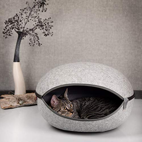 CanadianCat Company ® | Katzenhöhle, Katzenest in hellgrau - das Kuschelbett mit Stil