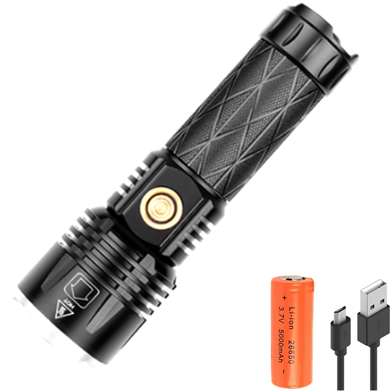 Hochleistungs-XHP90-LED-Taschenlampe 10000 Lumen Ultrahelle XHP90-LED-Taschenlampe USB Typ C Wiederaufladbare Taschenlampe Einstellbare zoombare wasserdichte Taschenlampe zum Wandern Camping Angeln