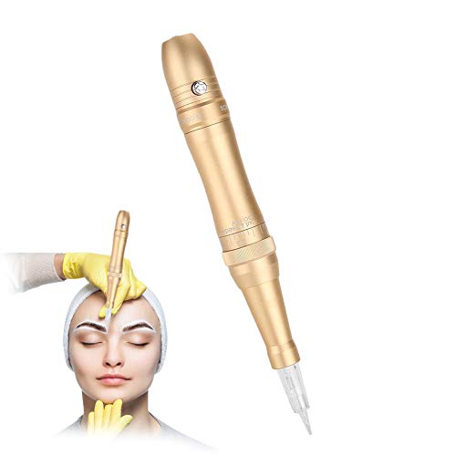 Augenbrauen Tattoo Stifte, Elektrische Digitale Dauerhafte Make up Maschine Microblading Stift Augenbraue Lippenstift für Anfänger geeignet, Golden(EU)
