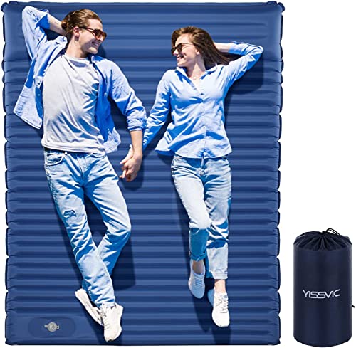 Yissvic Isomatte 2 Personen Isomatte Camping Selbstaufblasend mit Fußpumpe Luftmatratze Schlafmatte für Outdoor Wandern Türkisblau