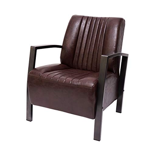 Mendler Sessel HWC-H10, Loungesessel Polstersessel Relaxsessel, Metall Industriedesign - Vintage braun