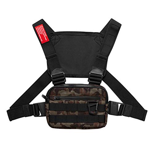 WBTY Brusttasche für Herren, Chest Rig Bag Hip Hop Verstellbare Crossbody Taschen Holster Weste für Outdoor Wandern Camping