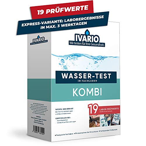 Express-Labor-Wassertest Kombi (19-in-1) für Trinkwasser, Experten-Analyse im Deutschen Fachlabor. Leitungswasser-Test mit 19 Prüfwerten