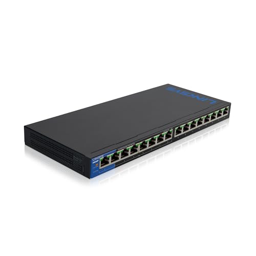 Linksys LGS116P-EU 16-Port Unmanaged Gigabit-Netzwerk-Switch mit 8 PoE+-Ports, Ethernet-Splitter – bis zu 1000 Mbit/s für Büros und zu Hause, IP-Überwachung – Platzierung auf dem Schreibtisch