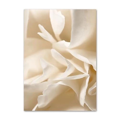 GIBOH Modernes beige-weißes Pfingstrosenblumen-Poster und Drucke, minimalistische Wandkunst, florales Leinwandgemälde, ästhetische Bilder für die Heimdekoration, 40 x 60 cm x 1, ohne Rahmen