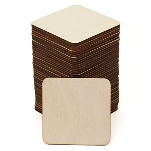 HolzFee Holzscheiben 50 Stück Untersetzer Holz Birke 3 mm naturbelassen 10 x 10 cm mit Form Quadrat R5