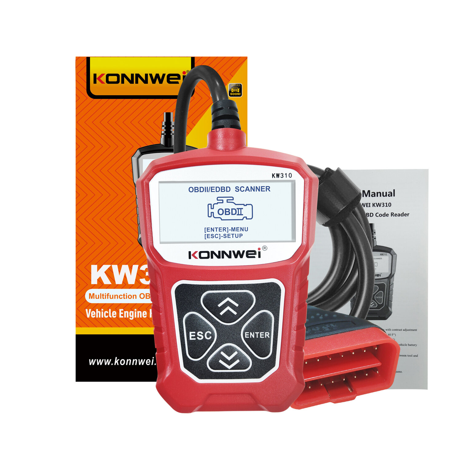 KONNWEI KW310 OBD2 Auto-Diagnosescanner EOBD-Scan-Tool DTC Engine Code Reader Voltage Test Built-in Speaker