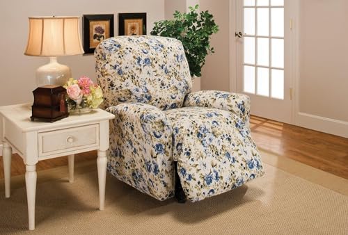 Madison Stretch Jersey Recliner Slipcover, Large, Floral, Blue