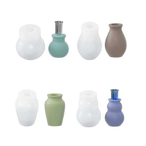 JS MOLD 4 Stück Silikonform Vase,Blumenvasen Silikonformen,Vase Gießformen,DIY Blumenvasen Silikonformen Gießformen für die Herstellung von Blumenvase und Heimdekoration (02#)