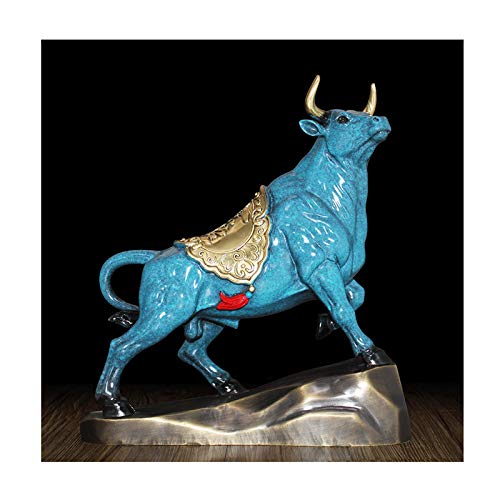 Kunstdekoration Eine reine Kupferstatage mit einem Sockel, Tierskulptur-Fengshui-Reichtum/der besten Geschenkauswahl for Arbeitnehmer der Finanzfonds. desktop dekorationen (Color : Blue)