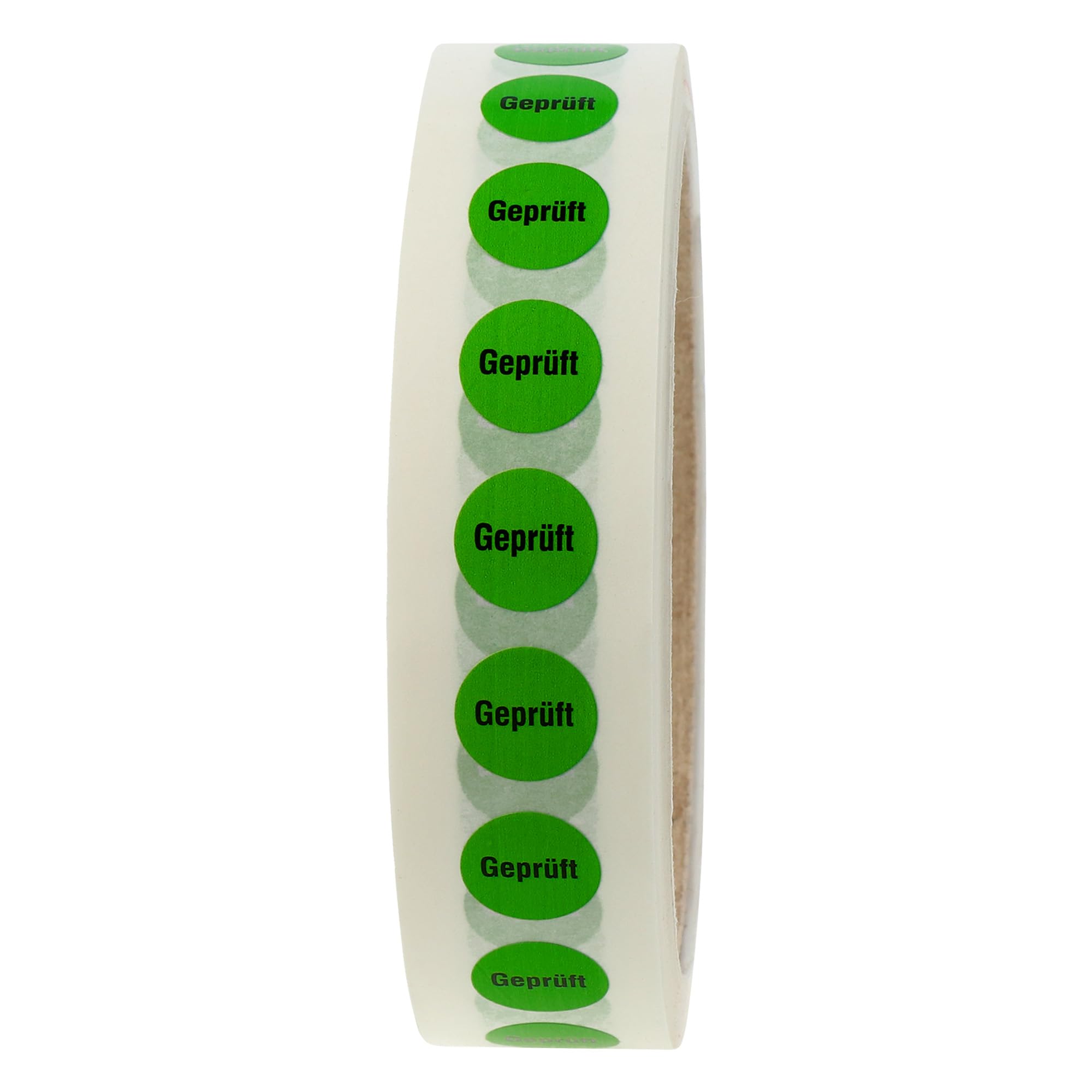 Labelident Qualitätssicherungsetiketten - Geprüft - Ø 13 mm - 1000 QS-Etiketten auf Rolle, Polyester grün, selbstklebend