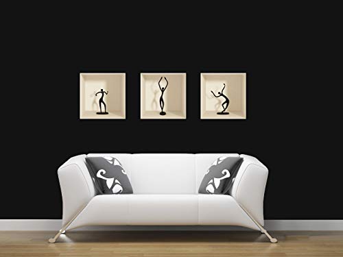 Ambiance col-3D-dancing_Figurures Wandaufkleber, Vinyl, Mehrfarbig, 30 x 90 cm