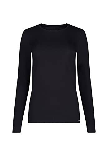 Skiny Damen Shirt - Longsleeve, Baumwolle, Rundhalsausschnitt, Langarm, einfarbig Schwarz 36