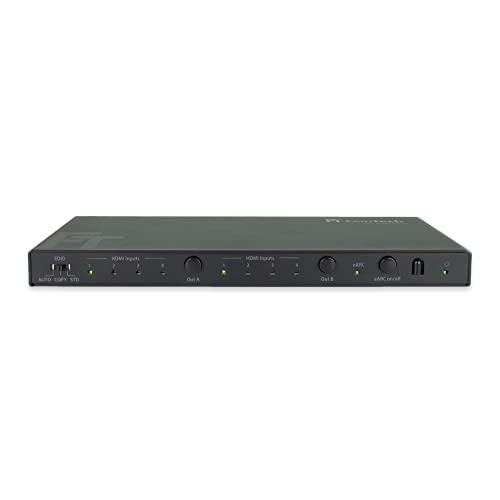FeinTech VAX04201 HDMI eARC Pass Matrix Switch 4x2 für Soundbar und 2 Displays 4K 60Hz Dolby Vision Atmos