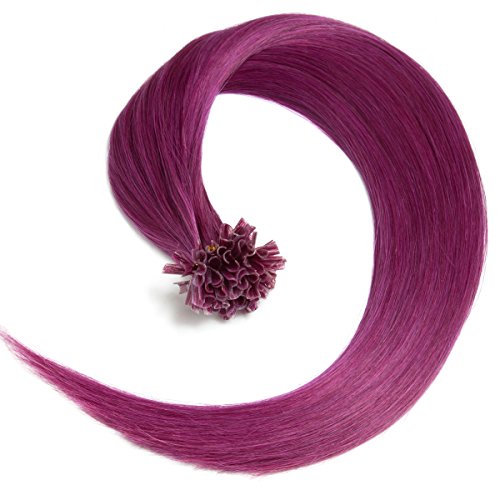 Violette Keratin Bonding Extensions aus 100% Remy Echthaar/Human Hair 50 0,5g 50cm Glatte Strähnen - U-Tip als Haarverlängerung und Haarverdichtung - Farbe: #710 Violett