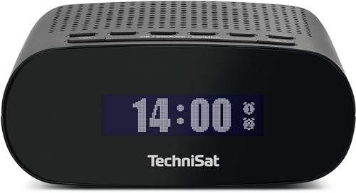 TechniSat TECHNIRADIO 50 - Kompakter Radiowecker (DAB+, UKW Wecker mit großem LCD-Display, Dual-Alarm, Kopfhöreranschluss, 1 Watt, USB-Netzteil) schwarz