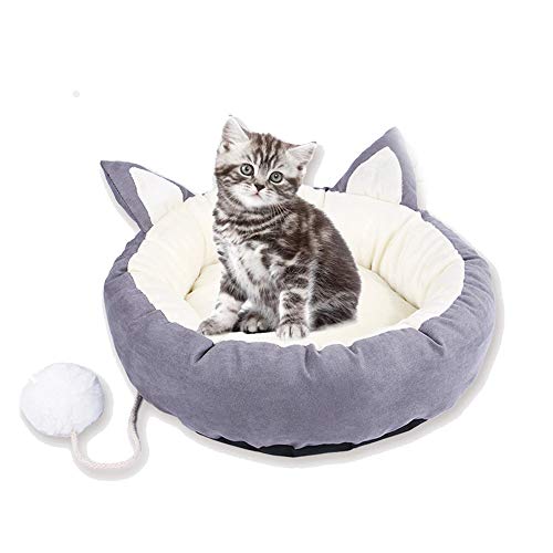NashaFeiLi Haustierbett, rund, waschbar, abnehmbare Baumwolle, warmes Schlafkissen für Katzen