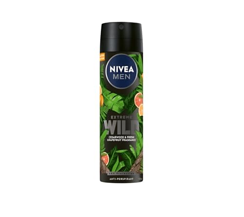 NIVEA MEN Deodorant Extreme Wild Cedarwood & Grapefruit, 150ml (pack of 4)