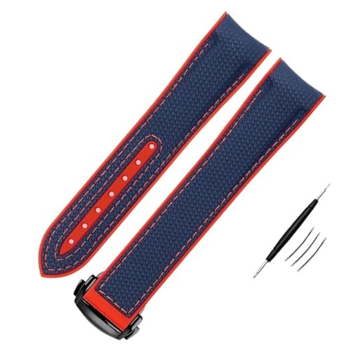 KLVN Hohe Dichte Nylon Silikon Armband Für Omega Watch Band 20mm 21mm 22mm Gummi Uhrenarmband faltschließe Gebogene ende armbanduhren gürtel, 20 mm, Achat