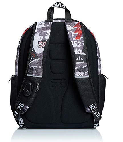 SEVEN Rucksack Advanced, Backpack für Schule, Uni & Freizeit, Geräumige Schultasche für Teenager, Mädchen, Jungen, Gepolsterter Schulranzen; URBAN ROCK, schwarzmit Laptopfach