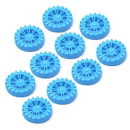 Feichao 100 Stücke 2 * 50mm Kunststoff Rad Handgemachte Allradantrieb DIY Spielzeug Drohne Material Für kinderspielzeug Modell (Blue)