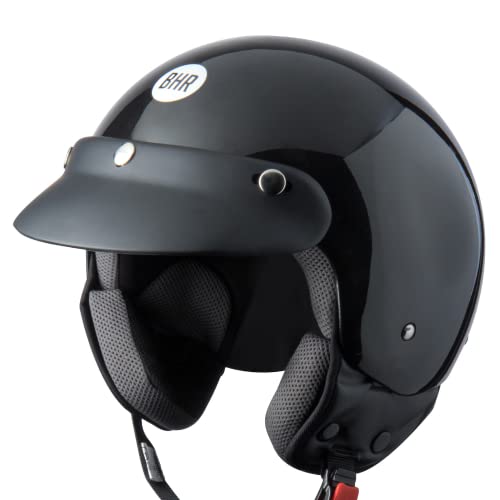 BHR Demi-Jet Helm 803 SIMPLY, Praktischer Rollerhelm mit ECE-Zulassung, Motorrad-Jet-Helm mit abnehmbarem Gesichtspolster, SCHWARZ METALLIC, XL
