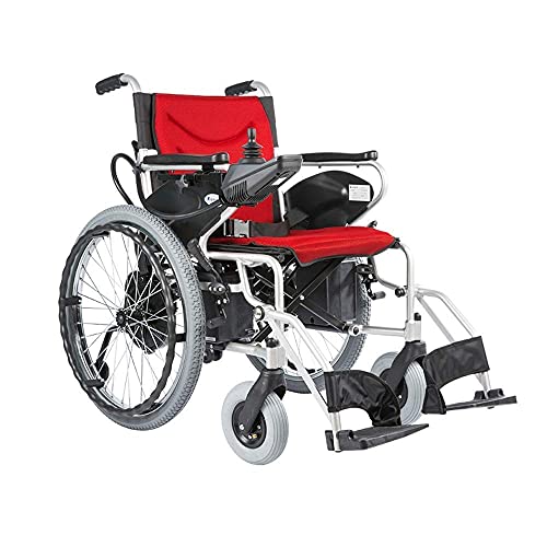 SLRMKK Rollstuhl Elektrorollstuhl, Faltbarer tragbarer Pflegeroller, Aluminiumlegierung für ältere Menschen mit Behinderungen intelligenter Lithium-Batterie-Rollstuhl, rot schönes Zuhause