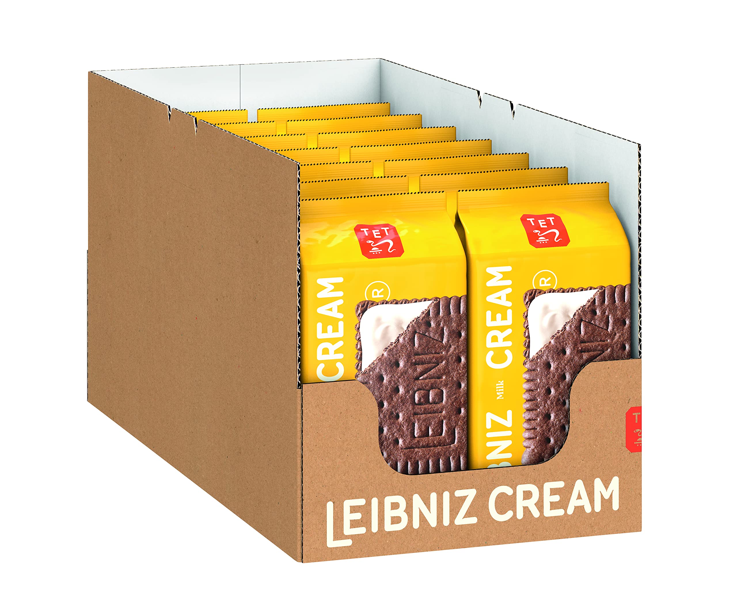 LEIBNIZ Cream Milk, 14er Pack, knusprige Kakaoekse mit zarter Milchcreme, Großpackung als Vorrat oder zum Verkauf (14 x 190 g)