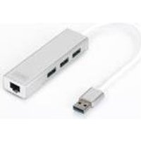 Assmann/Digitus USB 3.0 3-Port HubundLAN-Adapt USB 3.0, 3-Port HUB und Gigabit LAN Adapter, 3xUSB A/F,1xUSB A/M,1xRJ45 LAN Unterstützt Windows und Mac OS (DA-70250-1)