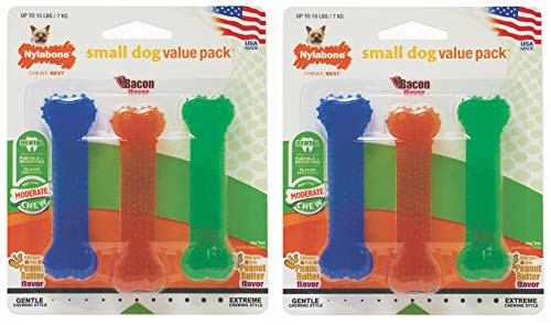Nylabone (2 Pack) FlexiChew Small Dog Toy Dental Kit Peanut Butter Bacon Flavor