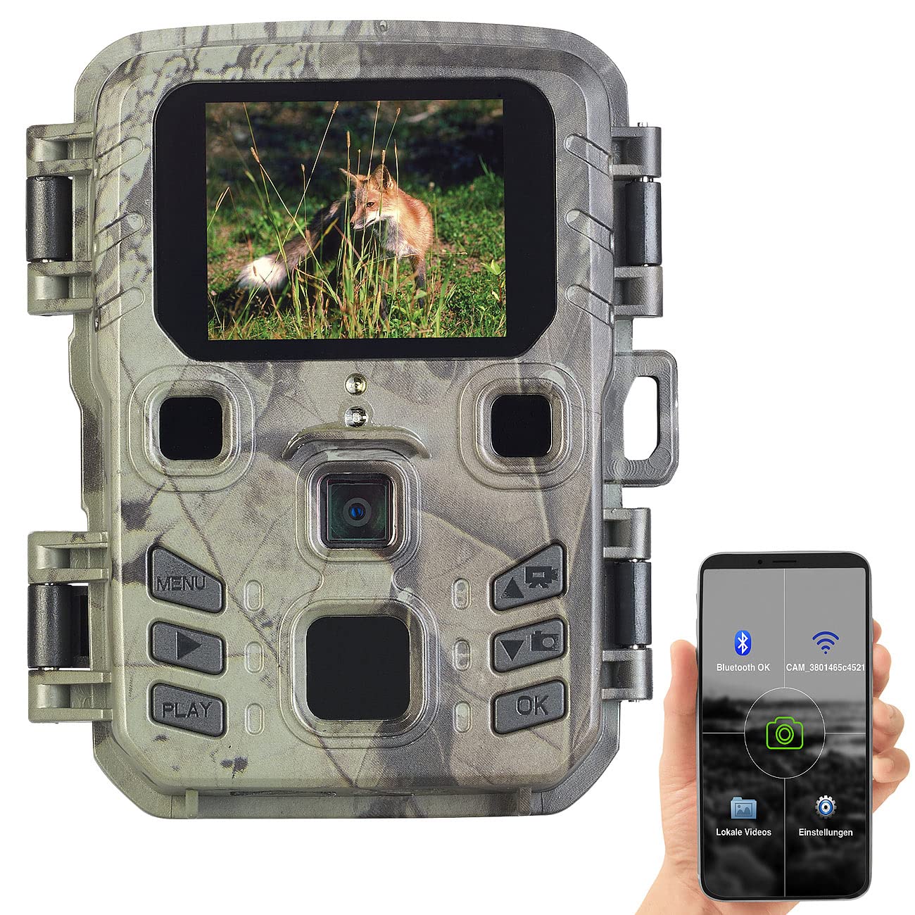 VisorTech Wildkamera WiFi: WLAN-2K-Wildkamera, PIR, Nachtsicht, 6 Monate Stand-by, App, IPX5 (Wildkameras mit App, WLAN Wildkameras, Camera SD Karte)