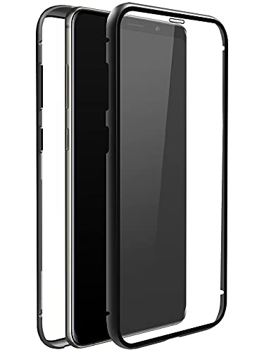 Black Rock - 360 Glass Case Hülle kompatibel mit Samsung Galaxy S9 | (Transparent mit schwarzem Rahmen)