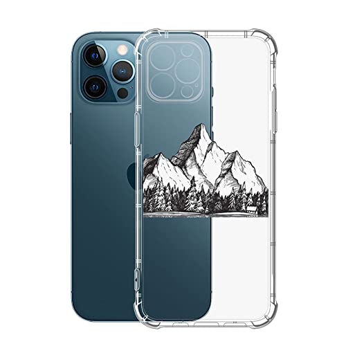 yicomon Kompatibel mit iPhone 13 Mini-Hülle, transparent mit tollem Berg-Design, stoßfeste Silikon-Stoßstangen, vier Ecken, Schutz für Apple iPhone 13 Mini