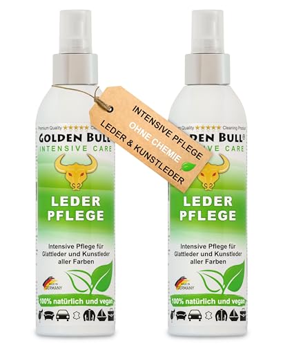 Golden Bull® Intensive Care Intensivpflege für Leder Doppelpack, Lederpflege Kunstlederpflege Leder Pflege intensiv, 2x250ml (500ml), biologisch ökologisch