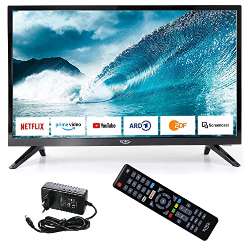 netshop 25 Set: Xoro HTL 2477 Smart TV LED Fernseher 60cm (24 Zoll) HD, Triple Tuner DVB - S2/T2/C (Wohnmobil Camping TV) USB Mediaplayer, CI+ Schacht, 12V u 230V