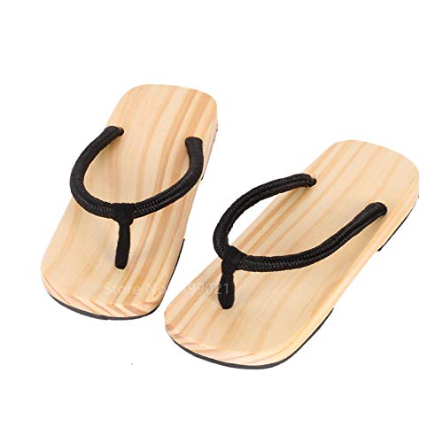 Japanische hölzerne Hölzerne Japanischer Stil Geta Schuhe Männer Samurai Kostüm Geta Clog Beach Wear Cosplay Orientalische chinesische hölzerne Hausschuhe Flip Flops-Slippers_42 Unisex geta sandalen.